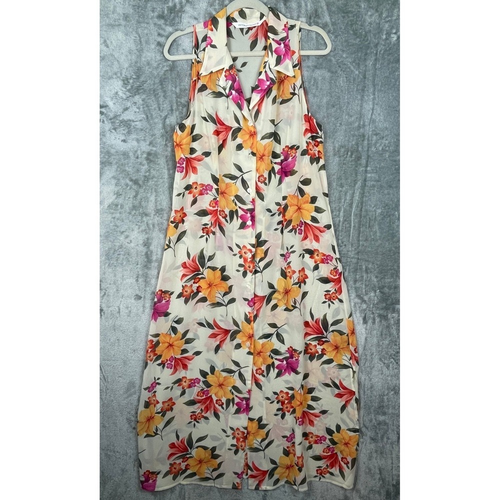 Victoria's Secret Maxi Dress Large Floral Button Up Sleeveless Sheer Y2K Vintage